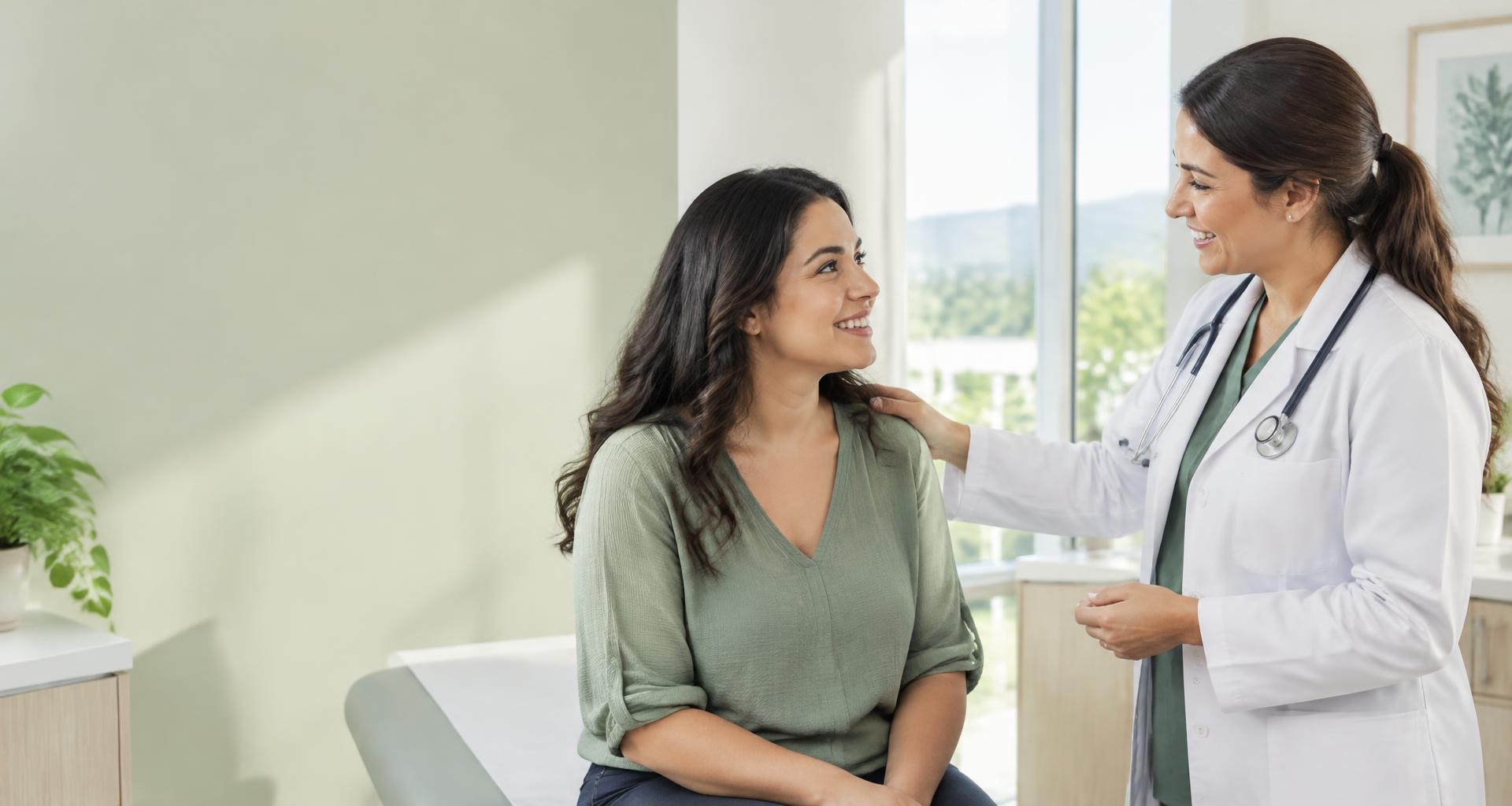 Médica acompañando a una paciente en consulta